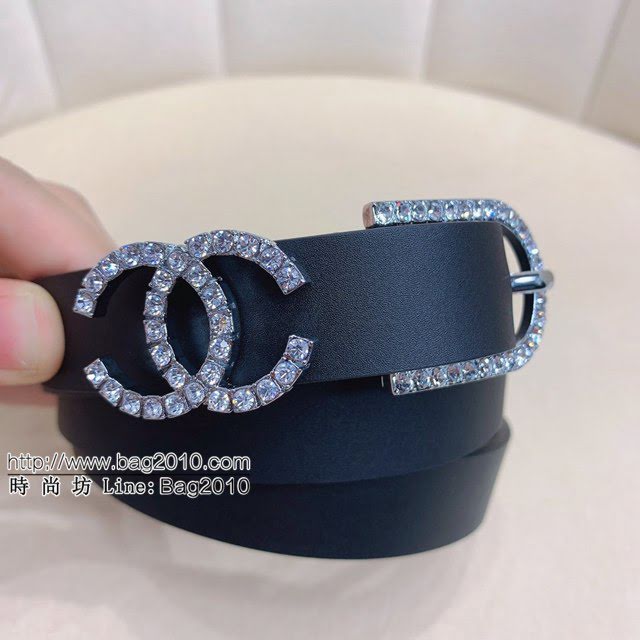 Chanel2020春季新款女士皮帶 香奈兒Pharrell皮衿雙C字母扣腰帶  jjp1890